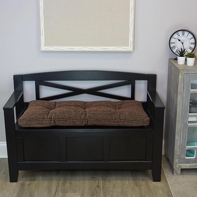 Klear Vu Corner Nook or Piano Seat Omega Non-Slip Tufted Bench Cushion for Indoor Furniture, Entryway Storage, Bay Window, 43 Inches, 14 Brown