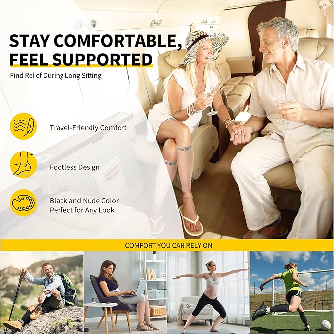 CAMBIVO Calf Compression Sleeve for Women & Men, 20-30mmHg Footless Compression Socks