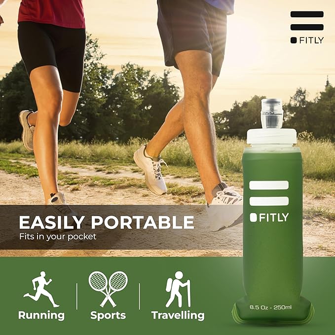 Soft Flask - Shrink As You Drink Soft Water Bottle for Hydration Pack - Folding Water Bottle Ideal for Running, Hiking, Cycling, Climbing & Rigorous Activity