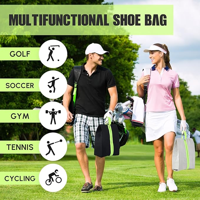 2 Pack Smell Proof Shoe Cleat Bag for Travel Water-Resistant Odor Absorbing Lightweight Golf Soccer Shoe Storage Organizer Shoe Pouch with Zipper for Gym Sports Travel Work