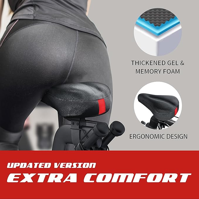Bike Seat Cushion Compatible with Peloton Bike & Plus, Gel Bicycle Seat Cover for Women & Men Comfort, Accessories for Most Narrow Bicycle Saddle, Extra Padded with Soft Memory Foam, 11”x7”