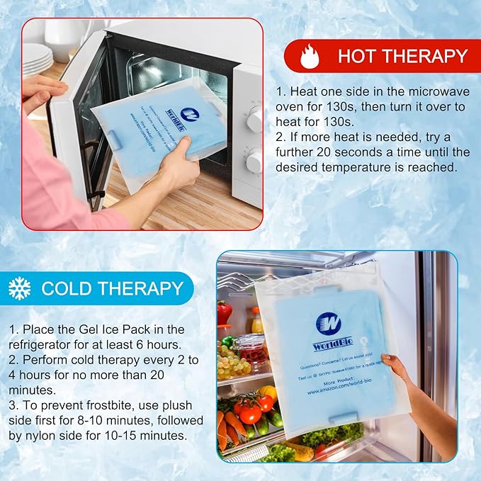 Full Back Ice Pack for Injuries Reusable Large Gel Ice Wrap for Back Pain Relief, Flexible Cold Therapy Compress for Swelling, Bruises, Sprains, Surgery, XXL, 21"x13"