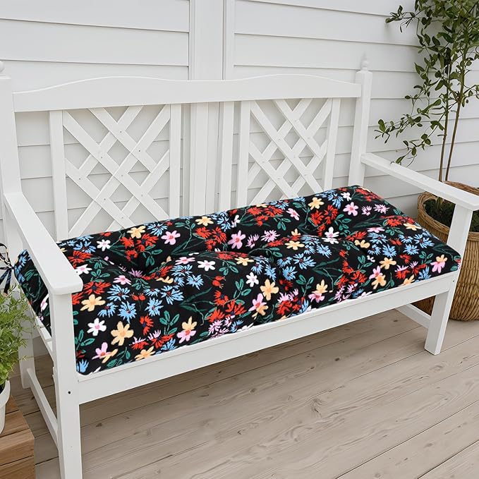 Outdoor Bench Cushion Waterproof, Tufted Bench Seat Cushion 36 x 15 Inch, Patio Wicker Indoor Seat Pads for Outside Garden Patio Balcony