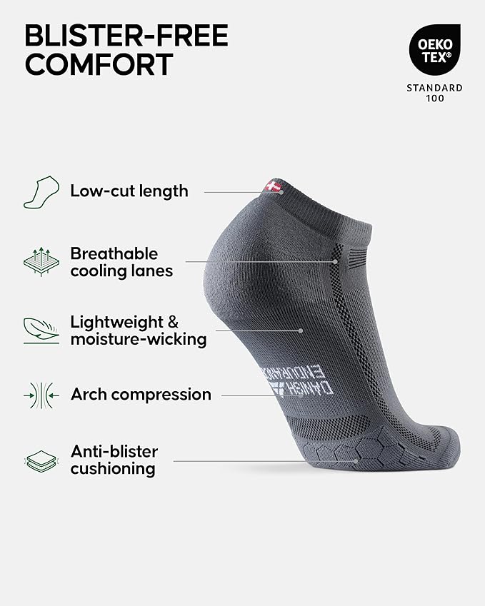 DANISH ENDURANCE Ultra-Comfort Ankle Running Socks - 3 or 5 Pack