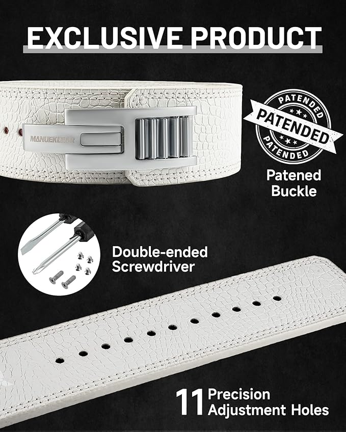 MANUEKLEAR Lifting Belt Lever for Men Women, 10mm Quick Locking Lever Belt Weightlifting with Adjustable Buckle, Lever Weight Lifting Belt for Powerlifting & Deadlifts