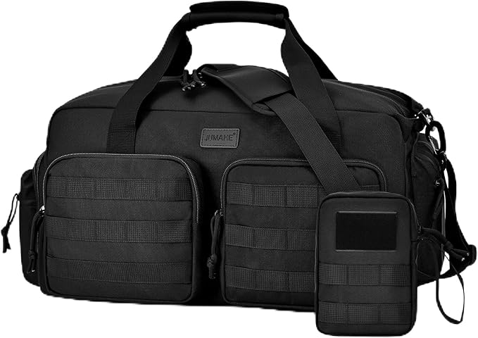 Duffle Bag for Men Women, Gym Bags & Tactical Duffle Bag with Shoe Compartment, Weekender Overnight Bag for Travel Workout, Black
