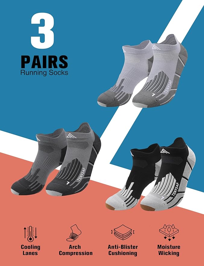 Compression Athletic Running Socks: Men Women's Low Cut Ankle Socks for Sport Enthusiasts Hiking Cycling Basketball