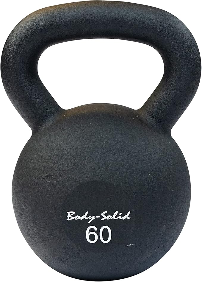 Body-Solid Matte Black Powder Coat Kettlebell with Kettle Grip Handle, Perfect Kettlebells for Weight Training and Core Workout Exercise Equipment