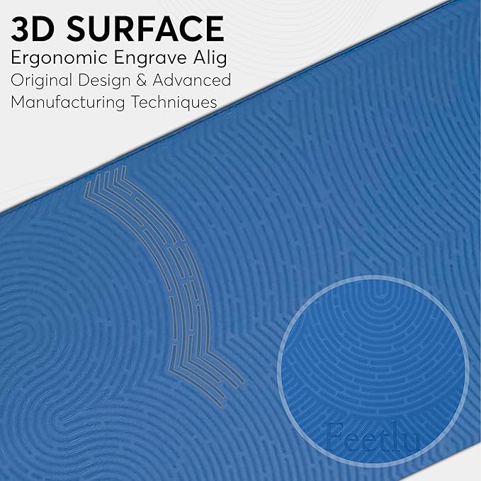 Extra Thick 12mm Exercise Mat – Non-Slip, Joint-Friendly & Cushioned Fitness Mat for Yoga, Pilates & Floor Workouts – Durable, Supportive & Includes Feetlu Classic Strap