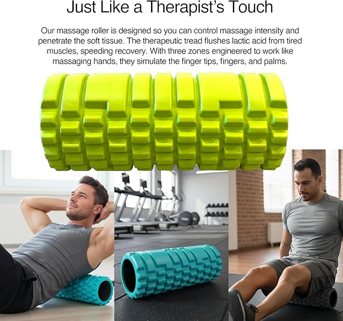 321 STRONG 5 in 1 Foam Roller Set with Hollow Core Deep Tissue Massager, Muscle Roller Stick, Stretching Strap, Spikey Plantar Fasciitis Ball, and Carry Bag, with 4K eBook
