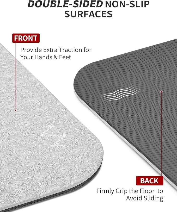 CAMBIVO Large Yoga Mat (6'x 4'), Extra Wide Workout Mat for Men and Women, Yoga Mat Thick 1/3 &1/4 Exercise Mats for Home Workout, Yoga, Pilates (Black,1/4 inch)