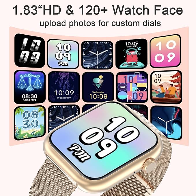 GADIXY Smart Watches for Women Answer/Make Calls,1.83" Ultra-Clear HD,7 Day Battery Life,Fitness Watch with HR/BP/SpO2/Sleep Monitor,120+Sports IP68 Women Smartwatch for Android/iOS,3 Bands,Rosegold