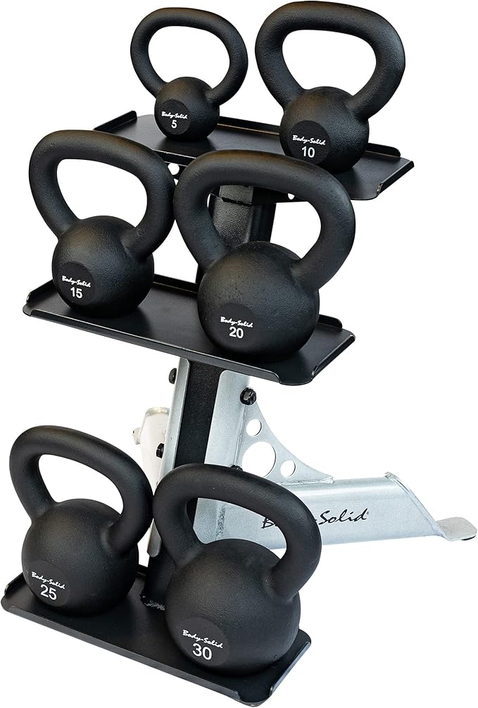 Body-Solid Matte Black Powder Coat Kettlebell with Kettle Grip Handle, Perfect Kettlebells for Weight Training and Core Workout Exercise Equipment