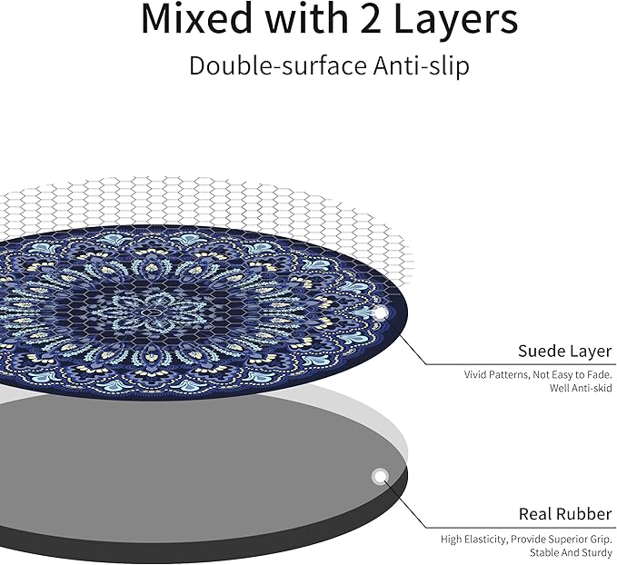 nuveti Large Meditation Mat Round Yoga Mat Pilates Yoga Mat 3.5mm Thick Natural Tree Rubber Base Non Slip, Extra Thick Grip. Thicker, Longer, and Wider for More Comfort and Support（55''x55''）