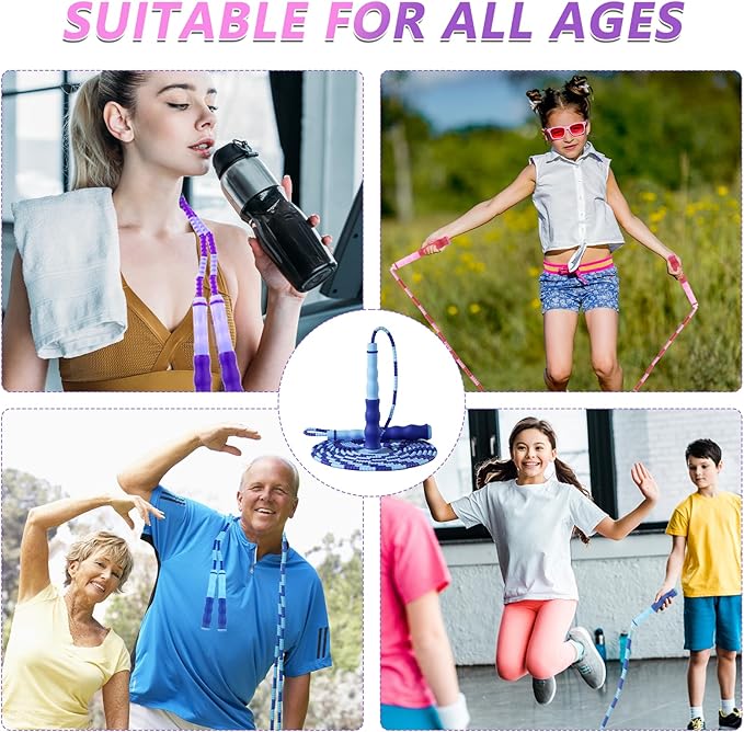 16 Pack Jump Ropes for Adults Kids, 9.2 Feet Adjustable Length Free Segmented Skipping Rope Bulk Soft Beaded Jumping Ropes for Women Men Exercise Training Workout Weight Loss