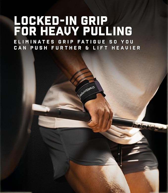Gymreapers Weight Lifting Straps With Dowel - Wrist Straps for Weightlifting - Workout Deadlift Wrist Weights - Reinforced Stitching & Padded Fit Gym Accessories for Strength & Gym Hand Grip