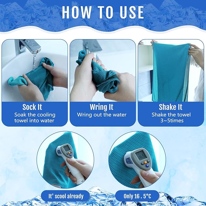 Hosuly 30 Pack Cooling Towels, 40"x12" Ice Breathable Soft Chilly Sweat Rag Microfiber Workout Rags for Gym Cooling Towels for Neck and Face for Yoga Golf Sport Running