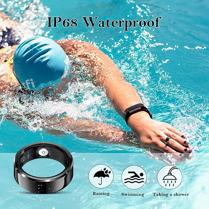 Smart Ring for Women Men-Wearable Fitness Tracker with Sleep Tracking Heart Rate Blood Oxygen Healthy Monitor Ring Activity Monitoring Steps Calories Black