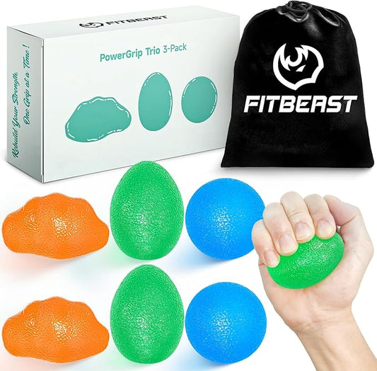 FitBeast Stress Balls for Adults, Hand Exercise Balls 6 Pack, Stress Relief & Grip Strength Trainer, Squishy Balls & Squeeze Balls for Arthritis, Carpal Tunnel, Hand Therapy with 3 Resistance Levels