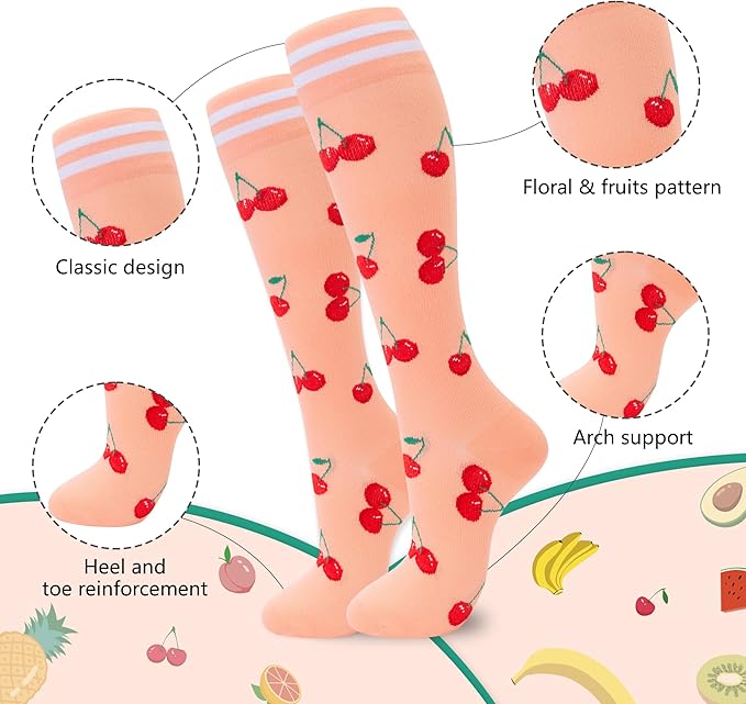 fenglaoda Compression Socks for Women Men Support Circulation 6 Pairs Socks For Nurse, Travel, Flight