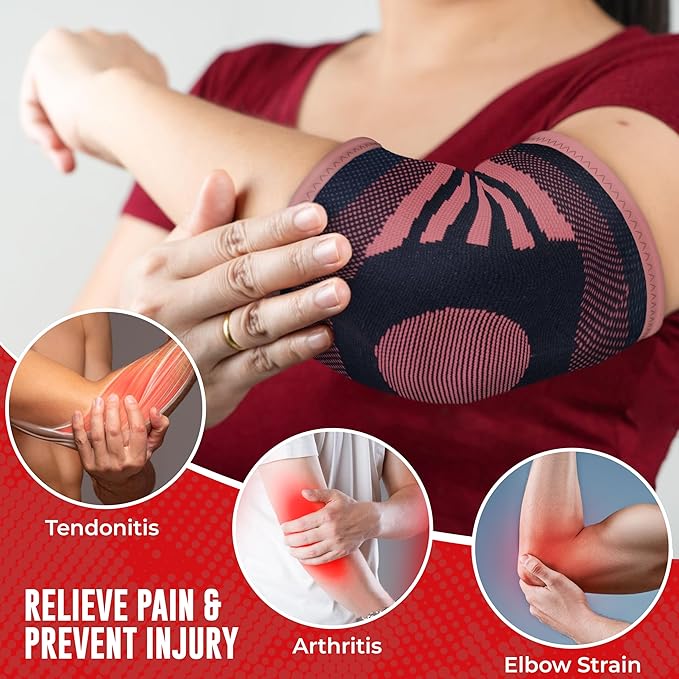 Nordic Lifting Elbow Compression Sleeves (1 Pair) for Men & Women - Support for Pain Relief, Tendonitis, Golfer’s & Tennis Elbow - Weightlifting Brace for Workout, Arm & Joint Recovery