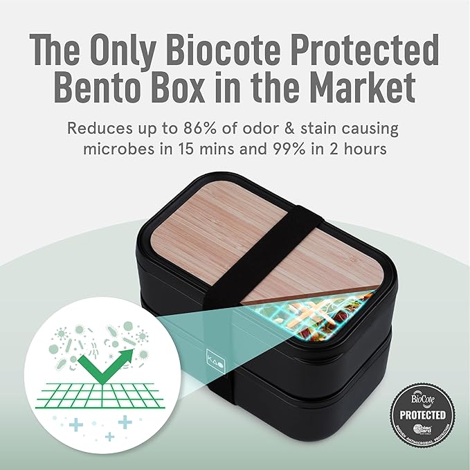 Double Premium Bento Box Adult, 67 fl oz BPA-Free - Black Stackable Lunch Box with Leak-Proof Lids & Dividers, Perfect for Meal Prep, Lunches & Portion Control