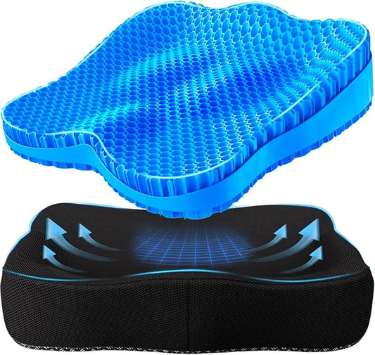 Gel Seat Cushion, Thicken Big Office Chair Cushion Chair Seat Pads for Long Sitting, Sciatica & Hip Pain Relief, Egg Seat Cushion for Wheelchair Car Office Home Travel Outdoor