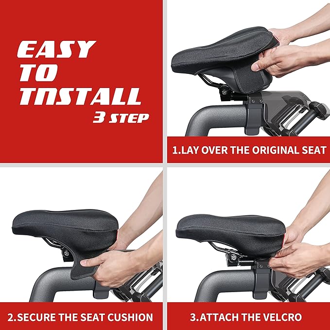 Bike Seat Cushion Compatible with Peloton Bike & Plus, Gel Bicycle Seat Cover for Women & Men Comfort, Accessories for Most Narrow Bicycle Saddle, Extra Padded with Soft Memory Foam, 11”x7”