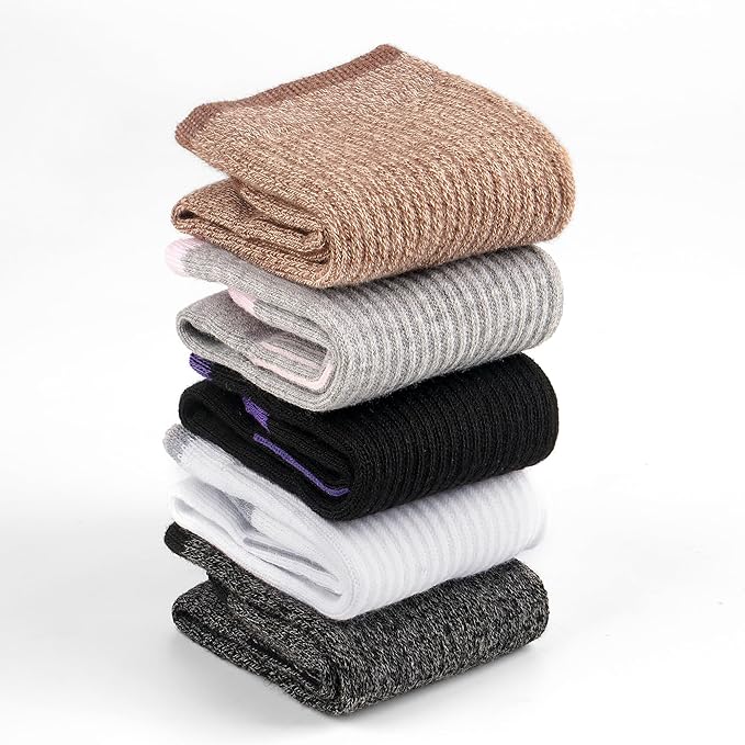 Gonii Women Socks Hiking Running Thick Cushion Athletic Crew Socks 5-Pair