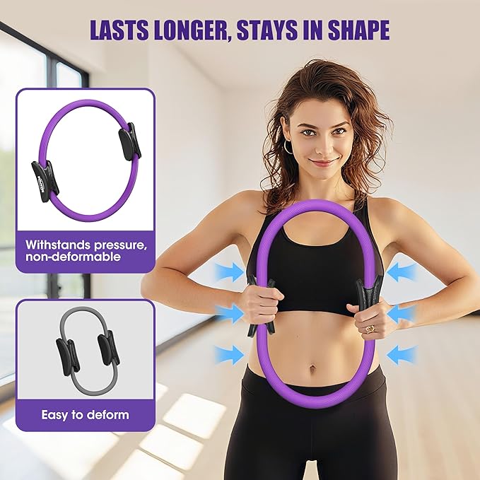 Pilates Ring Set - 14" Magic Circle with Yoga Ball & Resistance Bands – Home Workout Equipment for Women, Toning & Core Sculpting Essentials Kit