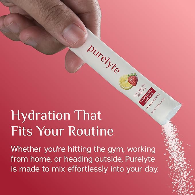 Electrolyte Drink Mix – Sugar-Free Hydration Powder Packets – Clean Electrolytes with Trace Minerals – Keto, Vegan, Gluten-Free – No Artificial Sweeteners – 30 Sticks – Strawberry Lemonade