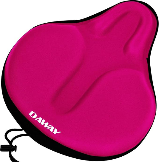 DAWAY Comfortable Bike Seat Cover - Silicone Gel & Memory Foam Padded Bike Seat Cushion for Men Women - Soft Bicycle Saddle Cover for Peloton, Stationary Exercise, Mountain Road Bikes - XL/Large/Small