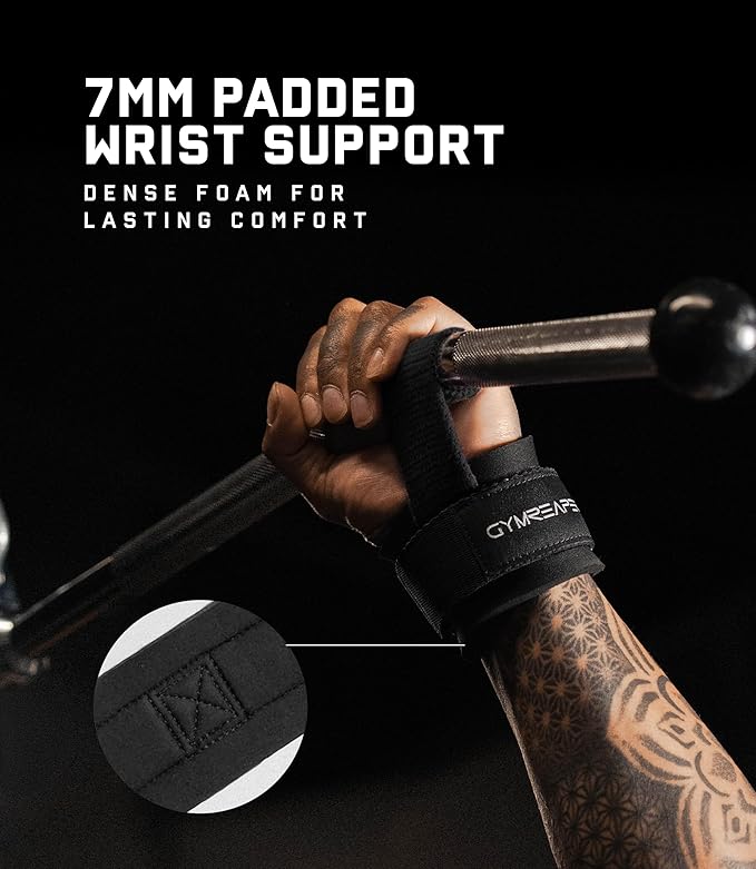 Gymreapers Weight Lifting Straps With Dowel - Wrist Straps for Weightlifting - Workout Deadlift Wrist Weights - Reinforced Stitching & Padded Fit Gym Accessories for Strength & Gym Hand Grip