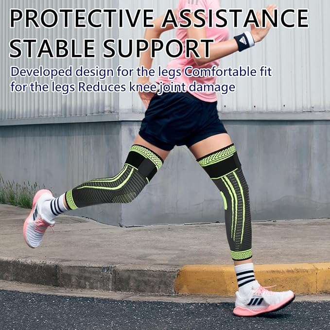 Full Leg Compression Sleeves 2 Pack Long Knee Support for Men and Women for ACJ, Meniscus Tear, Arthritis