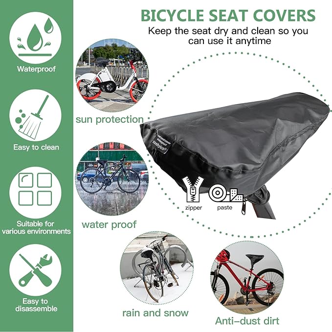 New Bicycle Seat Cushion Waterproof UV Protection Unisex for Gym Bike Mountain Bike Road Bike with Protective Lock Durable Rain Dustproof Cover