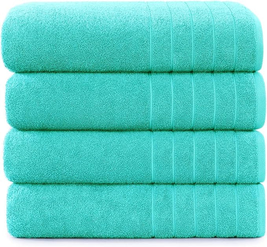 Casa Platino Large Bath Sheets, 4 Pack Bath Sheet(36"x 72"), 100% Ring Spun Cotton Bath Sheets, Lightweight Bath Sheet, Soft Bath Sheet Set, Quick Drying Bath Sheets, Bath Sheet Towels - Aqua Sky