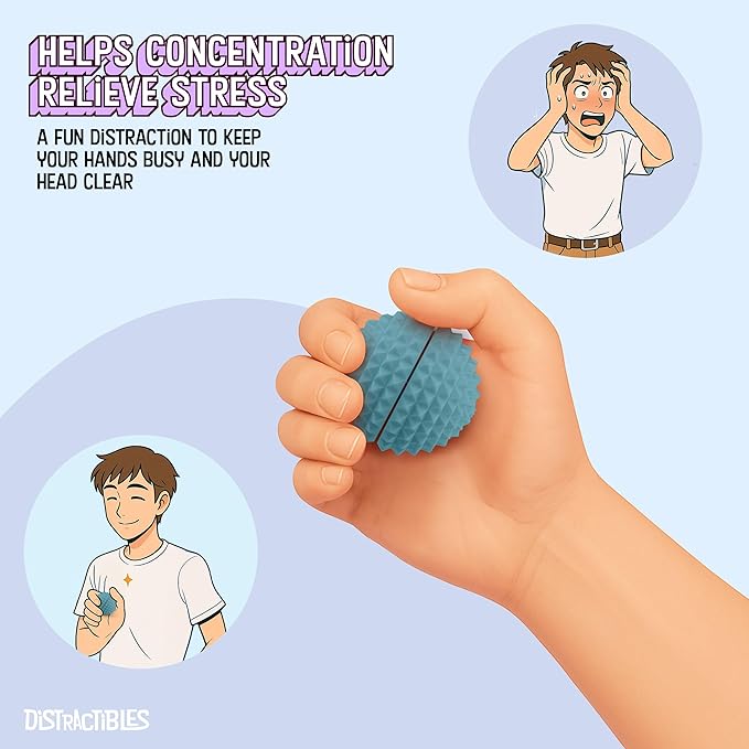 Round Spiked Sensory Fidget Clicker, Tactile Stimming Device with Mechanical Clicky Switches, Lanyard Attachment, Ideal for Pain Stim, ADHD, Autism & Stress Relief (Blue, Medium)