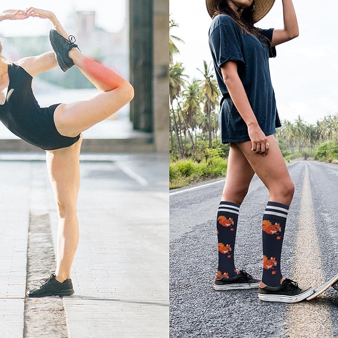 fenglaoda Compression Socks Women Men 6 Pairs, Knee High Best Support Circulation Socks for Running, Travel, Flight, Nurse