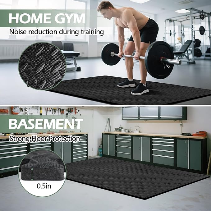 0.5in Thick Interlocking Exercise Mats,24 x 24in High-Density EVA Interlocking Foam Floor Tiles – Puzzle Gym Mat for Home Gym, Workout Equipment, Weightlifting, Kids Play Area