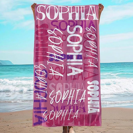 JML Personalized Beach Towel with Name, Custom Beach Towel with Name, Customized Microfiber Pool Towel, Quick Dry & Absorbent Swim Towel for Adult,Anniversary, Birthday, Summer Holiday,Vacation