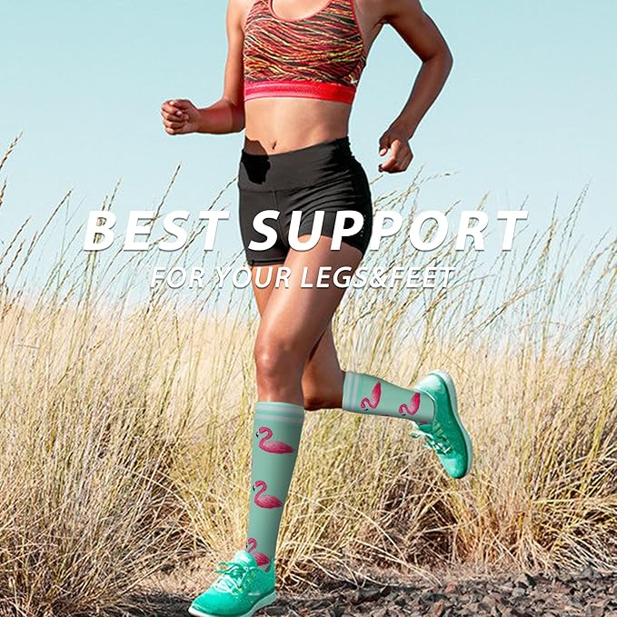 fenglaoda Compression Socks for Women Men Support Circulation 6 Pairs Socks For Nurse, Travel, Flight