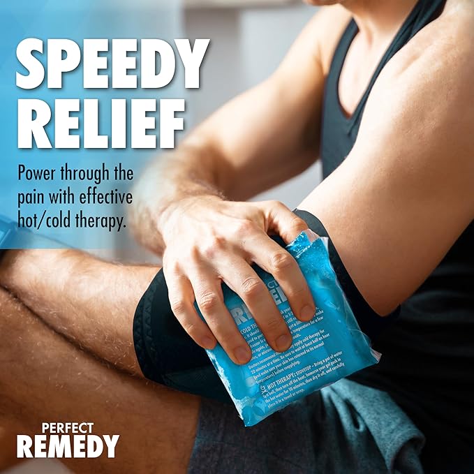Perfect Remedy Gel Ice Pack - Hot & Cold Compress, Reusable Injury Ice Pack for Knee, Shoulder, Back, Neck, Hip, Ankle, Wrist, Foot Pain Relief & Injury Recovery Soft Gel for Muscle Strain (Blue, Reg)