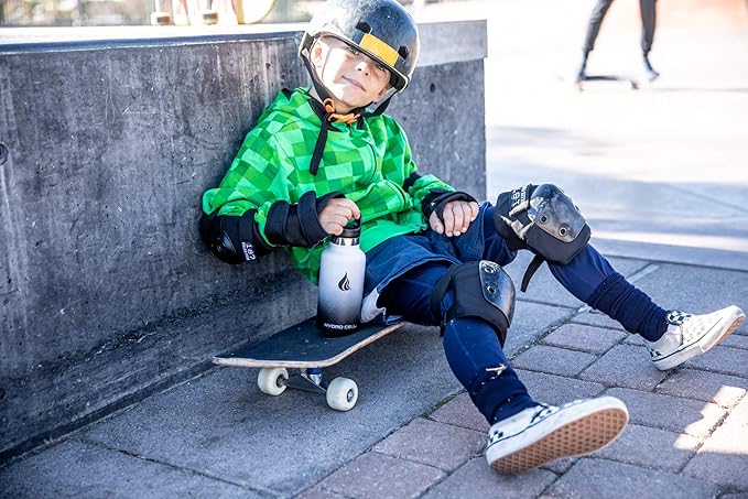 HYDRO CELL Stainless Steel Water Bottle with Straw & 2 Standard Mouth Lids (32oz 24oz 20oz 16oz) Keeps Liquids Hot or Cold w/Double Wall Vacuum Insulated Leak Proof Sport Design (Black/White 16oz)