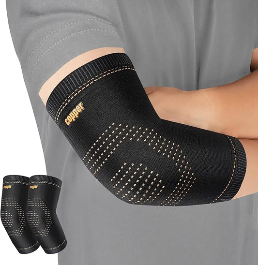 Copper Elbow Sleeve,Elbow Compression Sleeve, Elbow Brace For Tendonitis and Tennis Elbow,Golfers, Arthritis, Bursitis. Elbow Pain Relief,Weightlifting, Fit for Men & Women