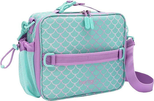 Bentgo Kids Lunch Bag - Durable, Double-Insulated Lunch Bag for Kids 3+; Holds Lunch Box, Water Bottle, & Snacks; Easy-Clean Water-Resistant Fabric & Multiple Zippered Pockets (Mermaid)