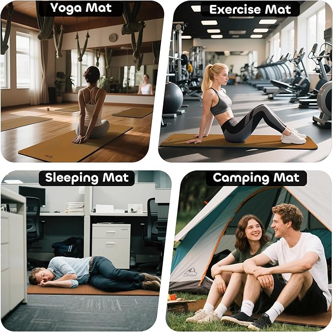 Non-slip TPE Yoga Mat for Women & Men,72"x24" Double-Sided Workout Mat for Home Gym Pilates Fitness,1/4 Inch Packable Lightweight Exercise Mat with Strap for Travel,Non Toxic Exercise Floor Mat