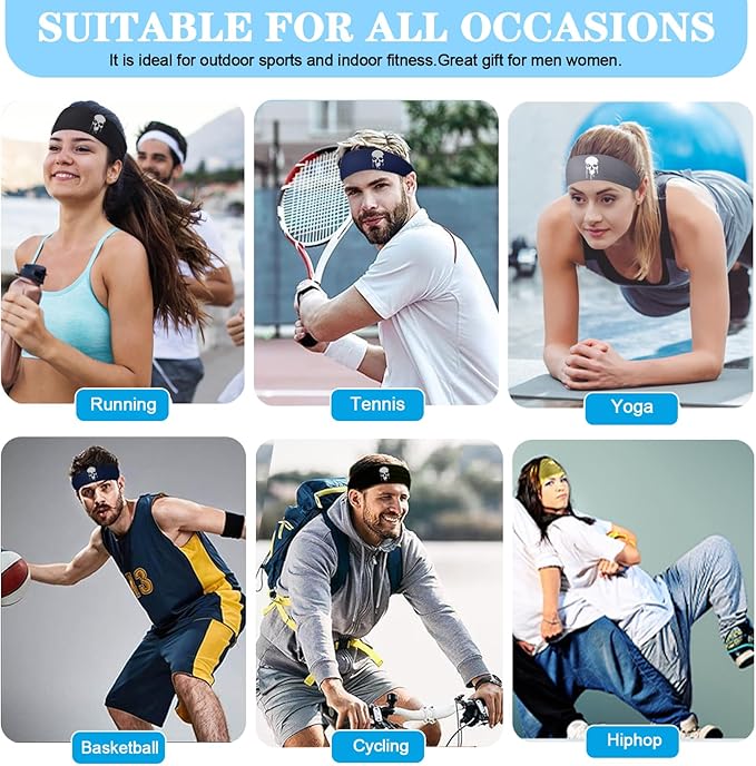 Sports Headbands for Men 3pcs Sweat Bands Headbands Men Workout Headband for Mens Cooling Sweat Head Bands Hairband