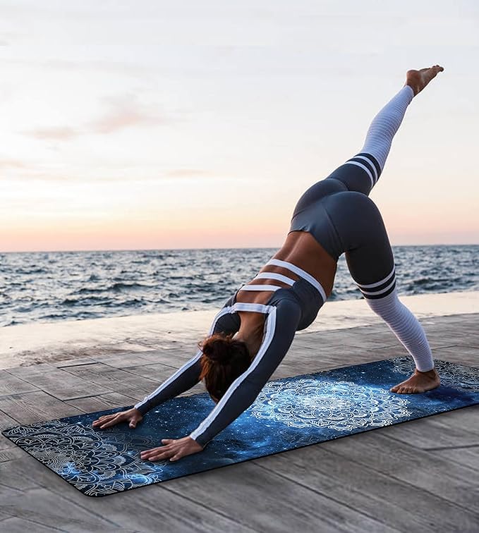 Non Slip Yoga Mat TPE Workout Mat for Men Women, Thick Workout Mat with Carrying Strap, Fitness Mats for Exercise, Yoga, Fitness, Pilates, Floor Workouts (72" x 24" x 6mm)