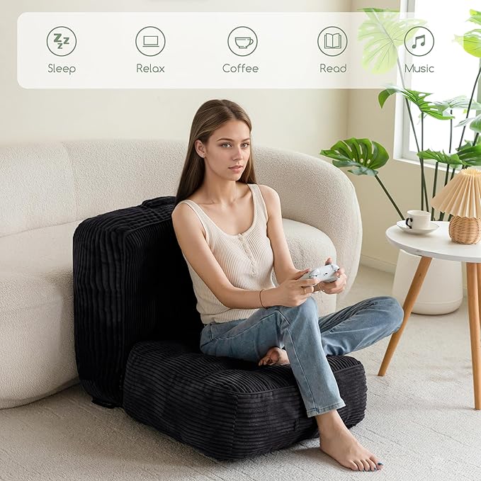 8" Washable Floor Pillow Cushion for Adults, Meditation Cushion Pillow, Large Square Floor Sitting, Removable Tufted Corduroy Cover, for Tatami Living Room or Yoga, 22x22 Inch, Machine Washable