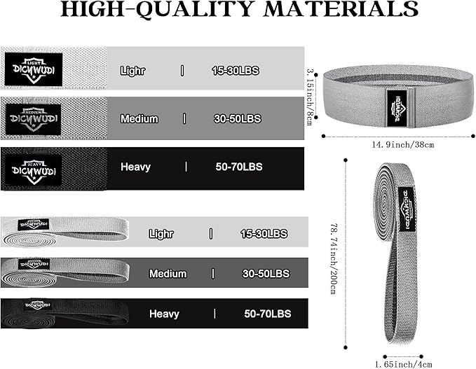 Fabric Resistance Bands for Working Out, 6Pack Non-Slip Exercise Bands for Women and Men, Fabric Booty Bands for Home, Fitness, Pilates, Stretching